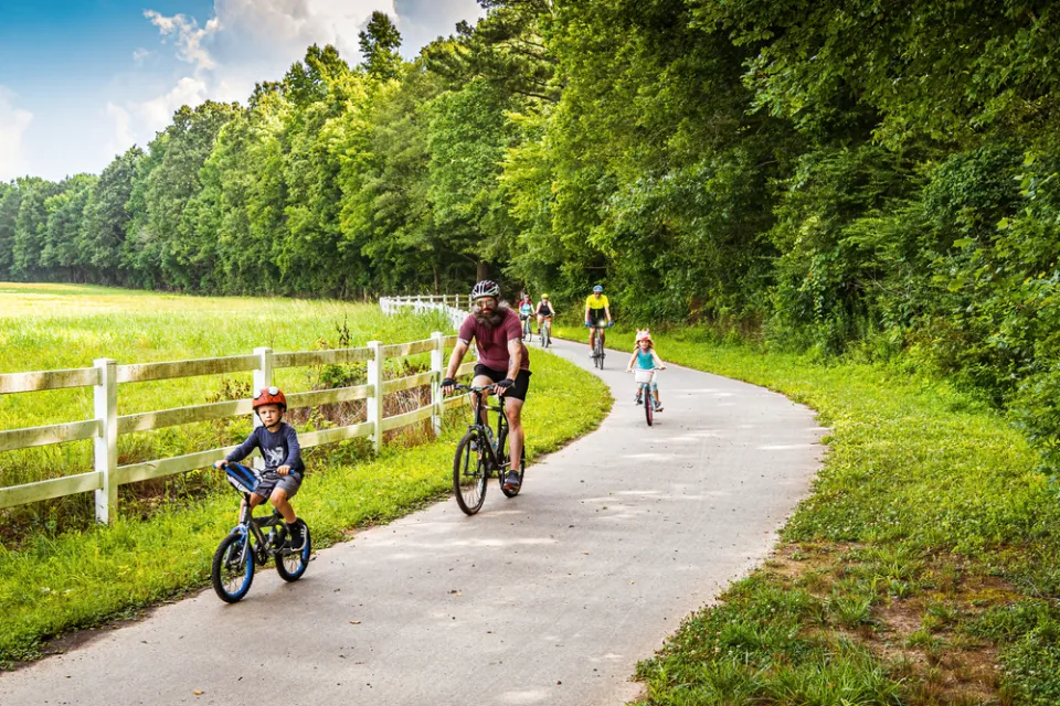 Cyclists of All Ages Enjoy a Sunday Morning Ride on the Neuse River Trail.